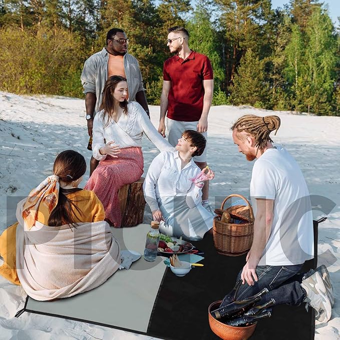 Frelaxy Pocket Picnic Blanket, Waterproof Sandproof Beach Mat, Compact Camping Tarp for Festivals