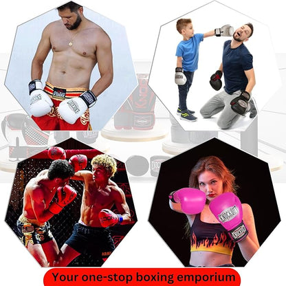 Knockout Gel Boxing Gloves for Men Women - Pro Training Sparring, Maya Hide Leather Muay Thai MMA