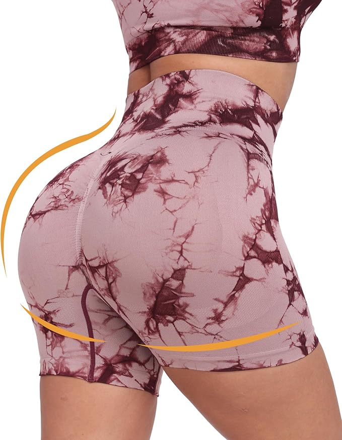 CHRLEISURE Women's 4 Packs Workout Gym Shorts, High Waisted Butt Lifting Scrunch Butt Seamless