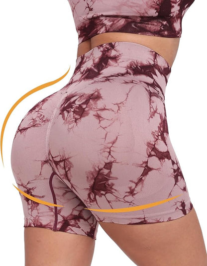 CHRLEISURE Women's 4 Packs Workout Gym Shorts, High Waisted Butt Lifting Scrunch Butt Seamless