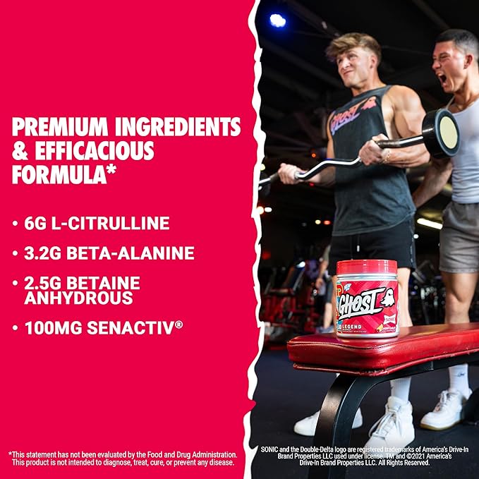 GHOST Legend Pre-Workout Powder, Sonic Cherry Limeade - 30 Servings ??Pre-Workout for Men & Women