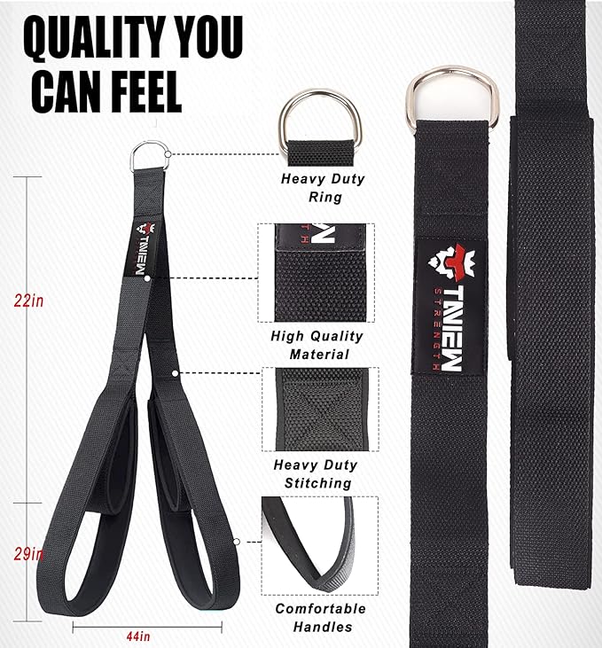 Tricep Rope Cable Attachment (Two Lengths Built in One) Greater Range of Motion,Tricep Pull Down