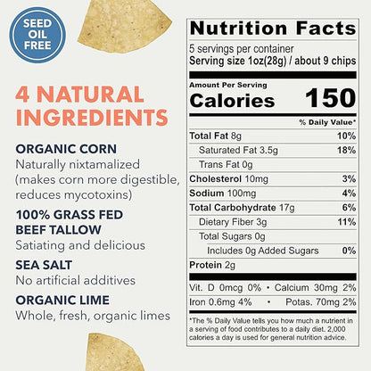 MASA Chips - Lime Flavored Tortilla Chips, Handmade Corn Chips & Crisps - Naturally Grown White