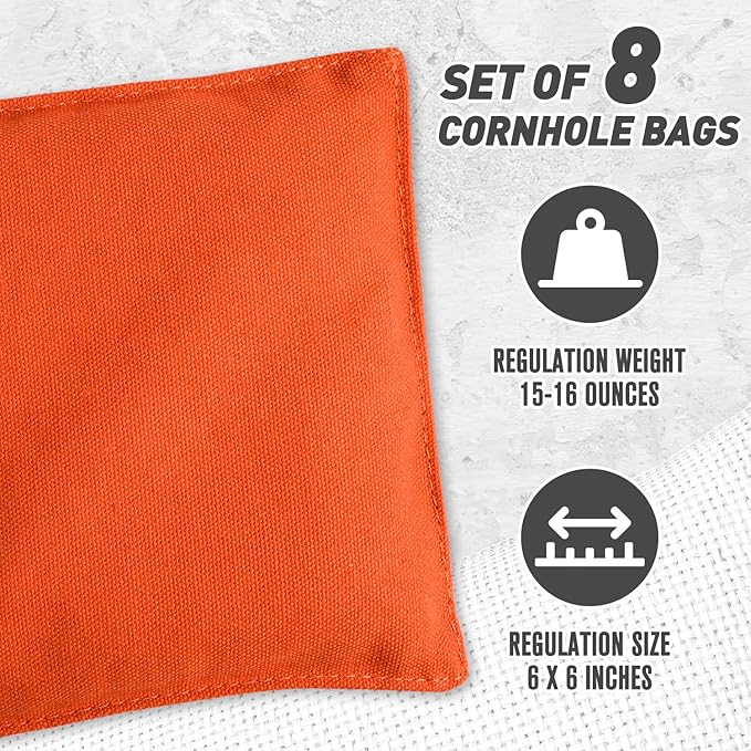 Cornhole Bags Set of 8 Regulation Corn Hole Bean Bags for Cornhole Game, Professional Weather