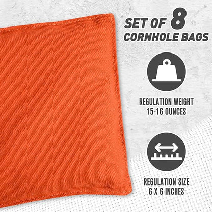 Cornhole Bags Set of 8 Regulation Corn Hole Bean Bags for Cornhole Game, Professional Weather
