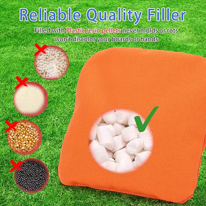 EunHo Dual Sided Cornhole Bags Regulation Set of 8 Professional Cornhole Bean Bags Slick and Stick