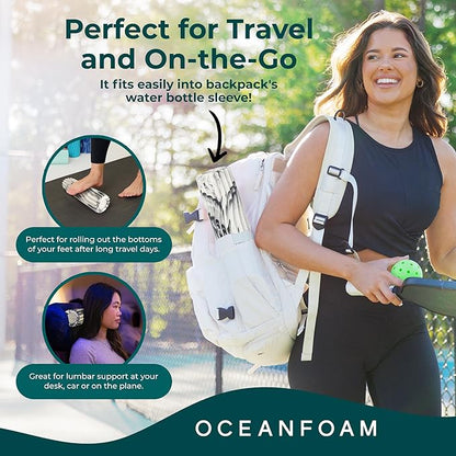 Oceanfoam Ripple Travel Foam Roller (11" x 3.35") Firm Mini Foam Roller for Physical Therapy, Deep