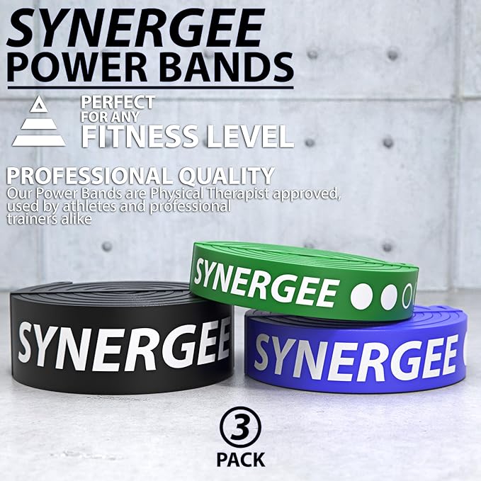 Synergee Resistance Loop Bands. Pull Up Assist Bands with Heavy Duty Resistance. Exercise Bands