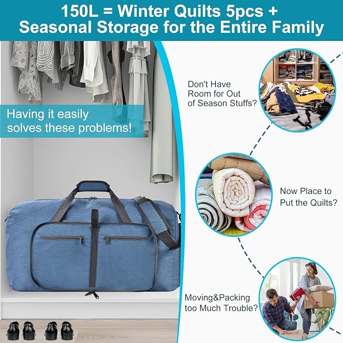 Felipe Varela Duffle Bag with Shoes Compartment and Adjustable Strap,Foldable Travel Duffel Bags