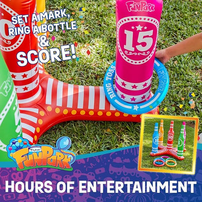Flybar FunPark Ring Toss Game for Kids and Family, 3 Feet Tall, Includes 5 Colorful Rings