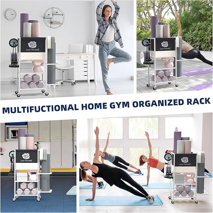 Yoga Mat Storage Rack，Home Gym Storage Rack Gym Workout Equipment Storage Organizer Fitness Weight