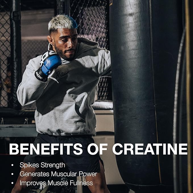 RAW Nutrition Creatine Monohydrate Powder, Fruit Punch (30 Servings) - Micronized Creatine