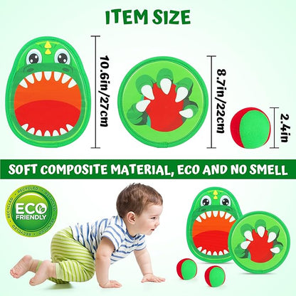 Big Dinosaur Toss and Catch Ball Set, Catch Game Outdoor Toys for Kids and Toddler, Backyard Lawn