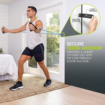 ProsourceFit Single Stackable Resistance Bands with Door Anchor and Exercise Guide, 5-8 LB, Heavy