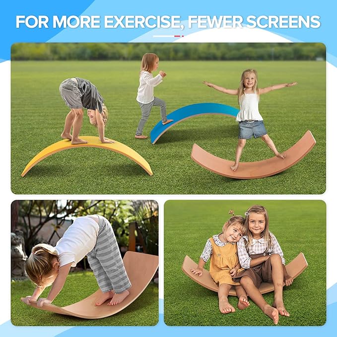 Wooden Balance Board Kids, 37" Natural Wobble Board Wooden Toys for Toddlers Kids & Adults