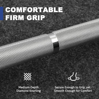 LIONSCOOL Premium 4ft/4.9ft/6ft Barbell for Strength Training and Olympic Weightlifting, 2 Inch Bar