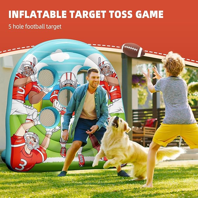 6Ft Football Target Toss Game - Inflatable Football Throwing Target Toy for Kids - Carnival Party