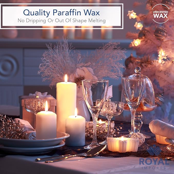 Royal Imports Pillar Candles White Unscented Premium Wax, 30 Hours Burning for Wedding, Spa, Party