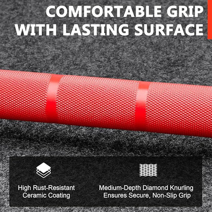LIONSCOOL 7FT Olympic Barbell for Weightlifting, Power Lifting, 2 Inch Strength Training Bar for