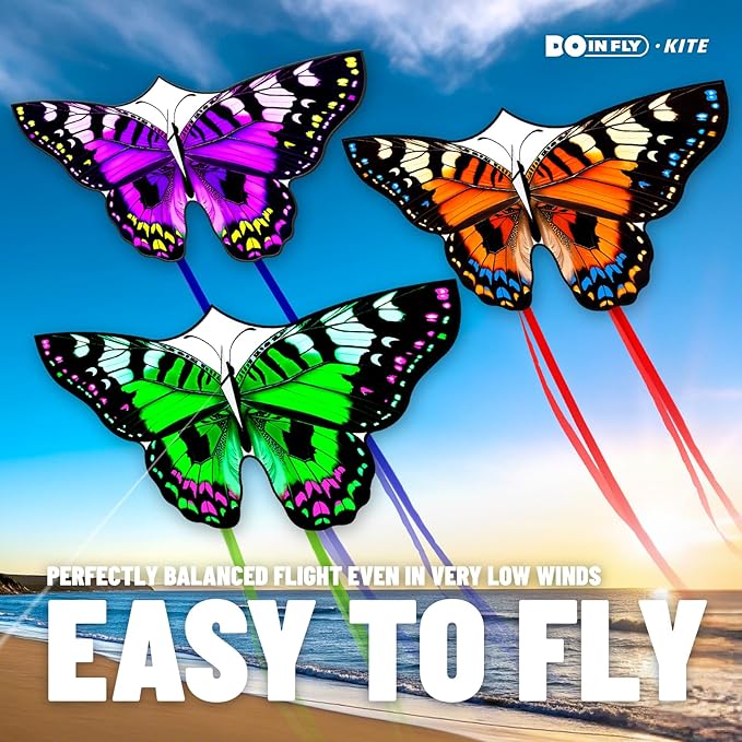 Butterflys for Kids, Beautiful Kite Easy to Fly for Beginners with 328 ft Line & Line Winder