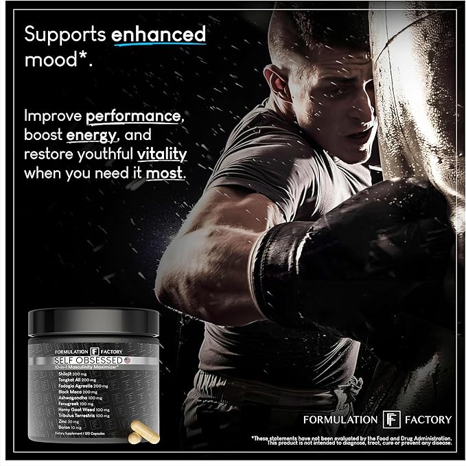 Self Obsessed 10 in 1 Masculinity Maximizer Supplement, Shilajit for Men, Tongkat Ali, Ashwaganda