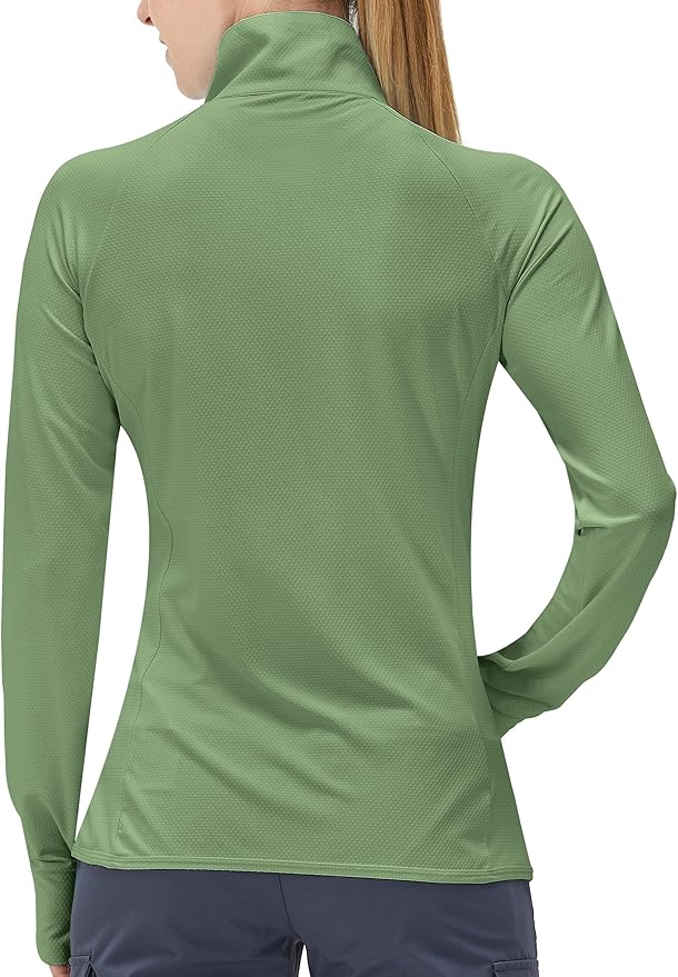 Women's UPF 50+ UV Sun Protection Clothing Long Sleeve Athletic Hiking Shirts Lightweight SPF Zip