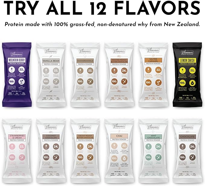 Protein Powder Made with 100% Grass Fed, Non Denatured Whey | Four Different Protein Sources from