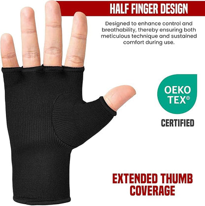 RDX Boxing Hand Wraps Inner Gloves Men Women, Half Finger Elasticated Bandages, Under Mitts Fist