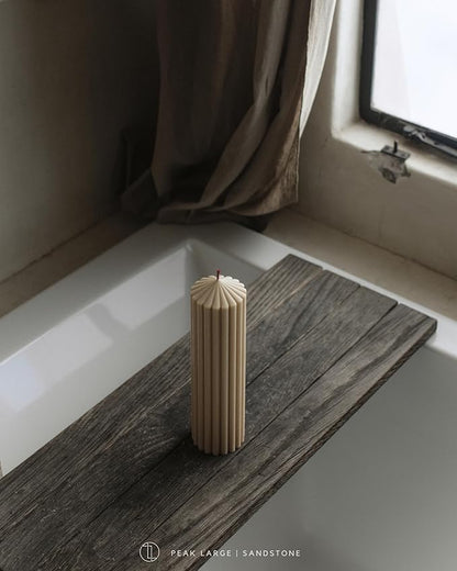 LAWA Ribbed Peak Pillar Candle - Large Beautiful Handmade Pillar Scented Soy Wax Candle Elegant