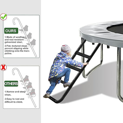 Eurmax USA Universal Easy-to-Assemble Trampoline Ladder, 3 Steps with Wide Steps, Storage Bag, 220