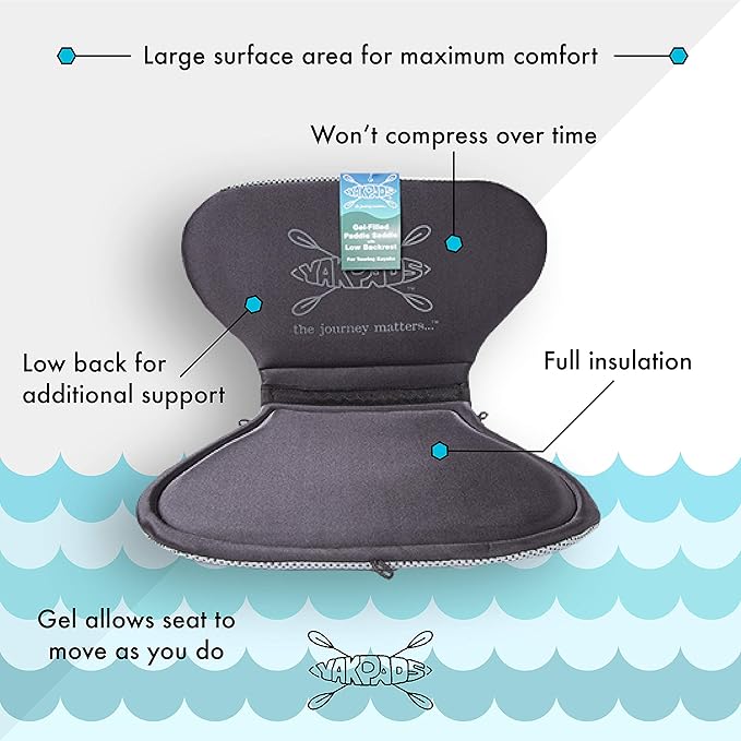 Low Back Cushioned Seat Pad, Gel Seat Pad for Kayaks, Portable Seat Cushion for Outdoor Watersports
