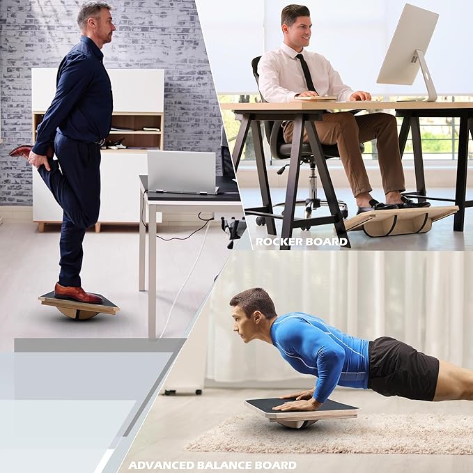 Multi-Optional Wooden Balance Board for all kind of balance tranning, Extra-Large Anti-Slip Wobble