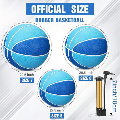 Jenaai 6 Pcs Rubber Basketballs Official Size Bulk Streetballs Multicolor Basket Balls with Pump