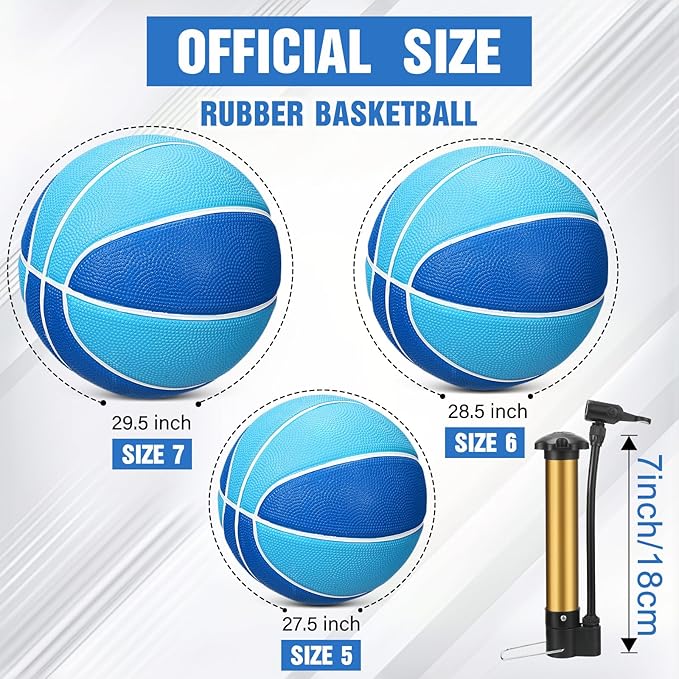 Jenaai 6 Pcs Rubber Basketballs Official Size Bulk Streetballs Multicolor Basket Balls with Pump