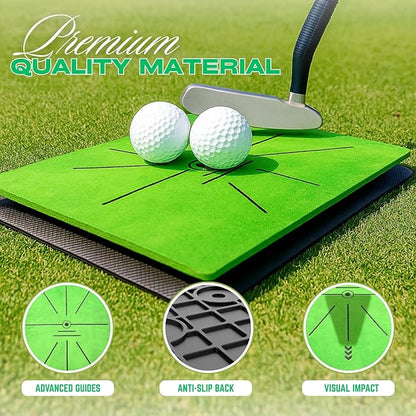 Golf Hitting Mat with Dual-Turf & Swing Feedback, Portable Golf Practice Mat with Anti-Slip Base