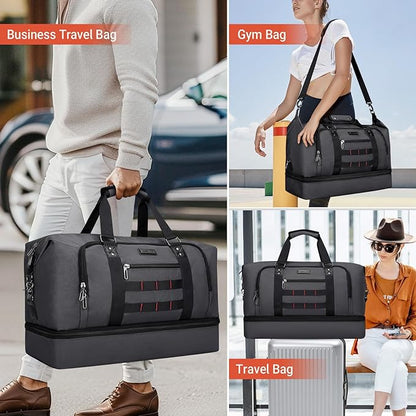 WITZMAN Travel Duffle Bags for Men Weekender Bags with Toiletry Bag Sets Carry On Overnight Bag 55L