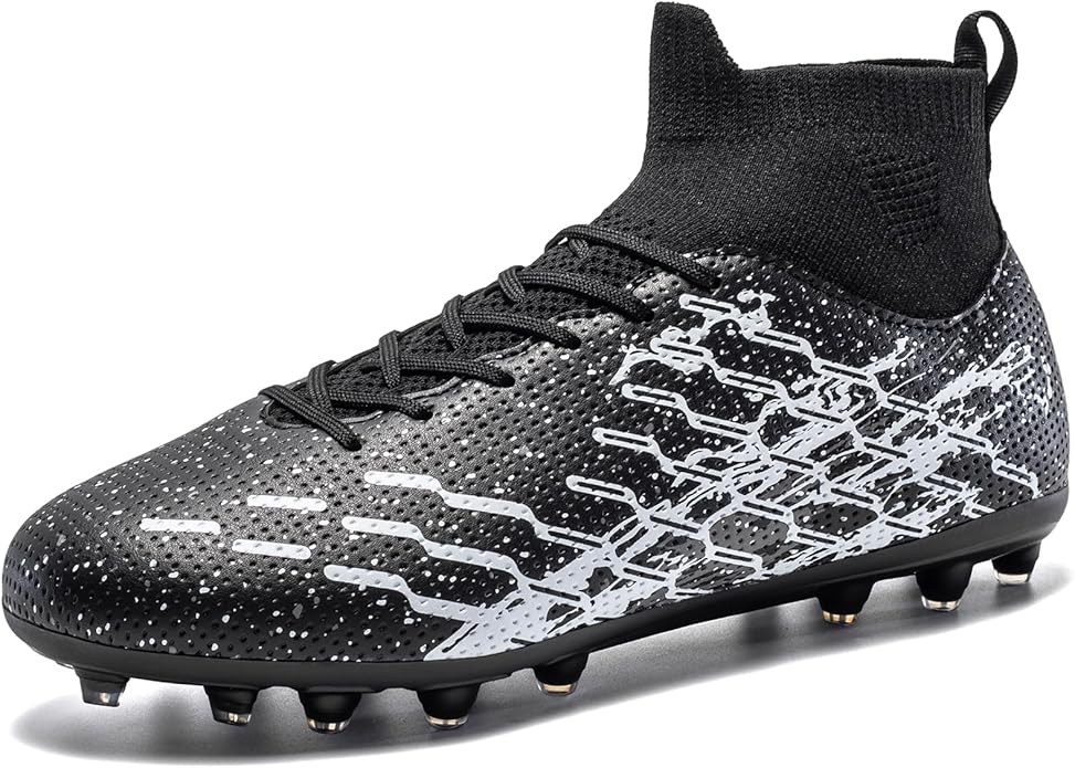 Unisex Soccer Cleats Lightweight No-Tie Lacing System Multi-Surface Football Shoes with Ankle