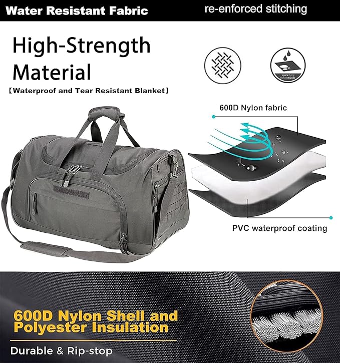 Gym Bag for Women & Men Tactical Duffle Military Weekender Work Out Lightweight Waterproof Sports