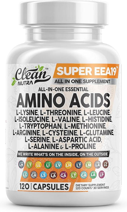 Clean Nutraceuticals Amino Acids Supplement L-Lysine, L-Threonine, L-Leucine, Isoleucine, Valine
