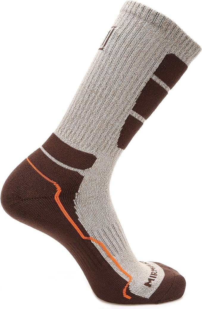 MIRMARU Men's 5 Pairs Hiking Outdoor Trail Running Trekking Moisture Wicking Cushion Crew Socks