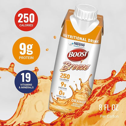 Boost Breeze Clear Nutritional Drink, 9g Protein, 250 Nutrient-Rich Calories, 2 Flavor Variety Case
