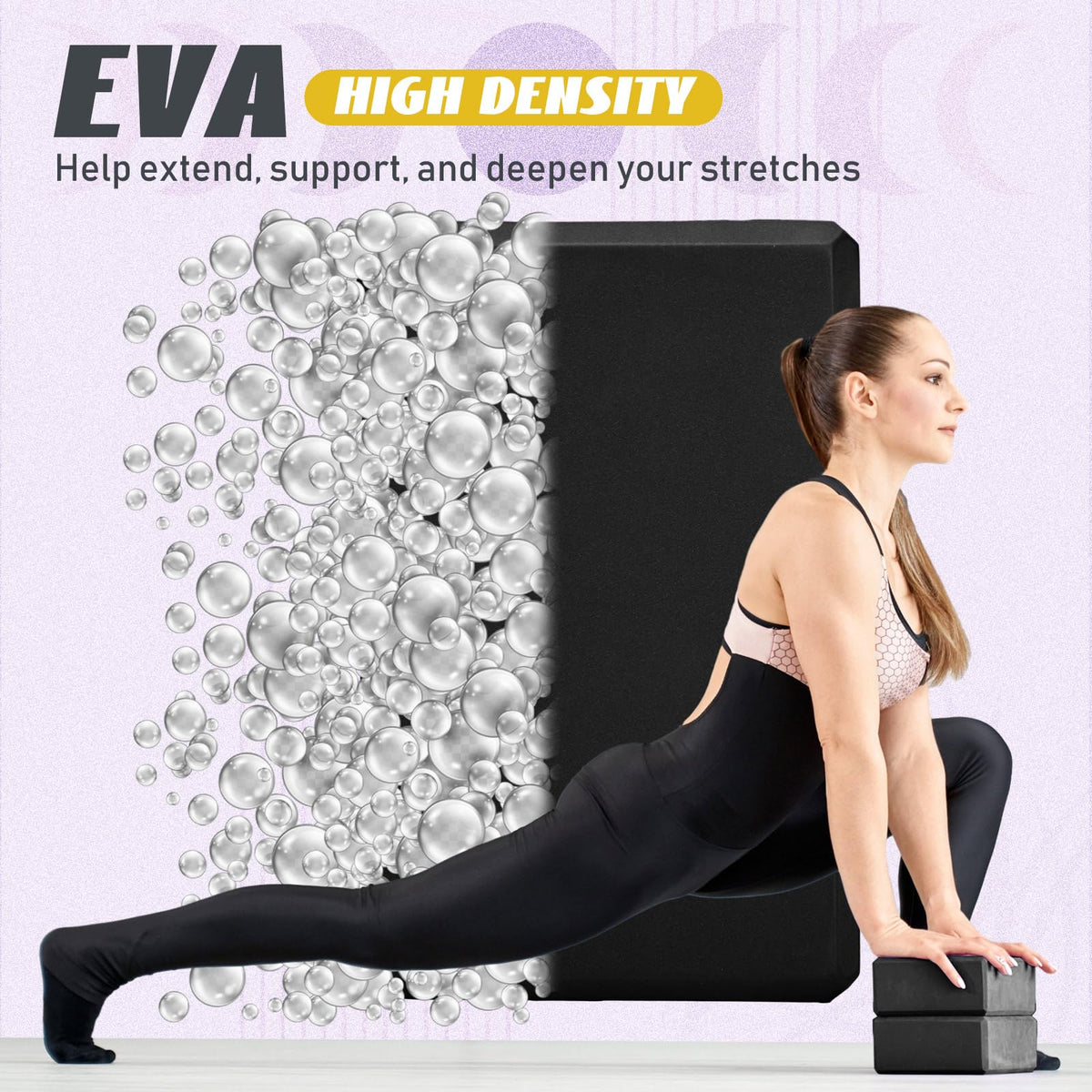Wettarn 6 Pack Yoga Blocks 9 x 6 x 4 Inch EVA Foam Lightweight Non Slip Yoga Props for Pilates