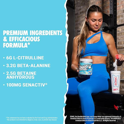 GHOST Legend Pre-Workout Powder, Sonic Ocean Water - 30 Servings ??Pre-Workout for Men & Women with