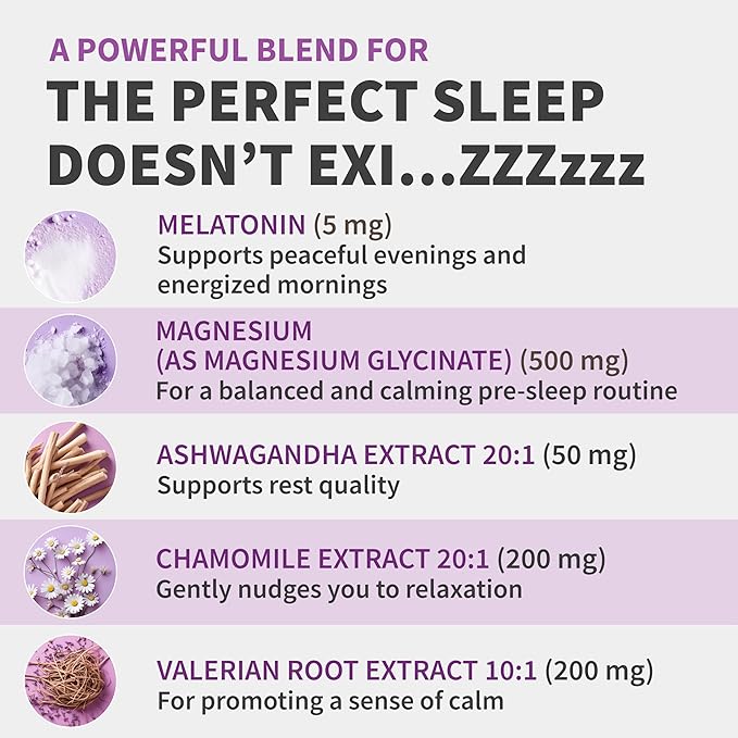12-in-1 Melatonin Sleep Capsules - Natural Sleep Aids for Adults with Melatonin 5mg and Magnesium