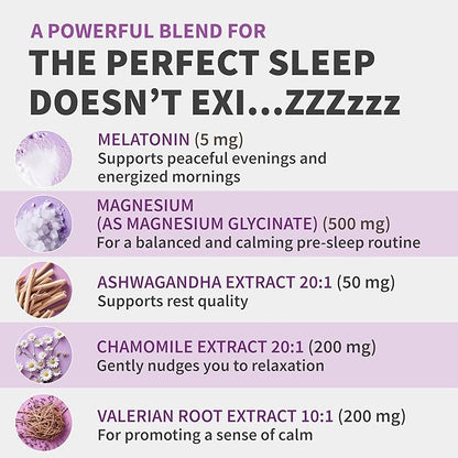 12-in-1 Melatonin Sleep Capsules - Natural Sleep Aids for Adults with Melatonin 5mg and Magnesium
