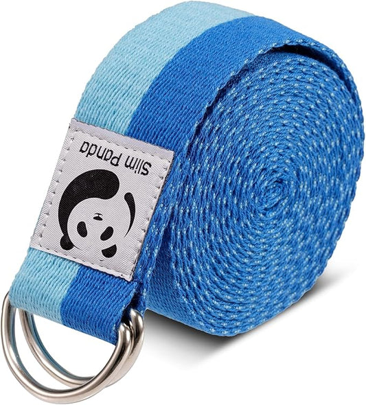 Slim Panda Yoga Strap for Stretching,Cotton Yoga Strap with Adjustable D-Ring Buckle,Non-Elastic