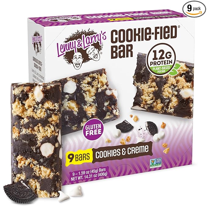Lenny & Larry's Cookie-fied Protein Bar – Cookies & Creme Vegan Protein Bars 9x45g – Healthy Snacks