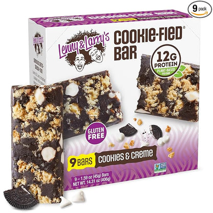 Lenny & Larry's Cookie-fied Protein Bar – Cookies & Creme Vegan Protein Bars 9x45g – Healthy Snacks