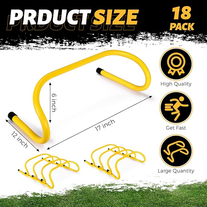 Wettarn 18 Pcs 6" Speed Training Hurdles Durable Agility Training Hurdle Agility Plyometric and All