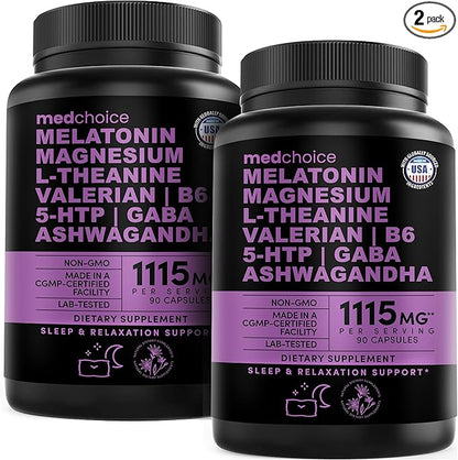 12-in-1 Melatonin Sleep Capsules - Natural Sleep Aids for Adults with Melatonin 5mg and Magnesium